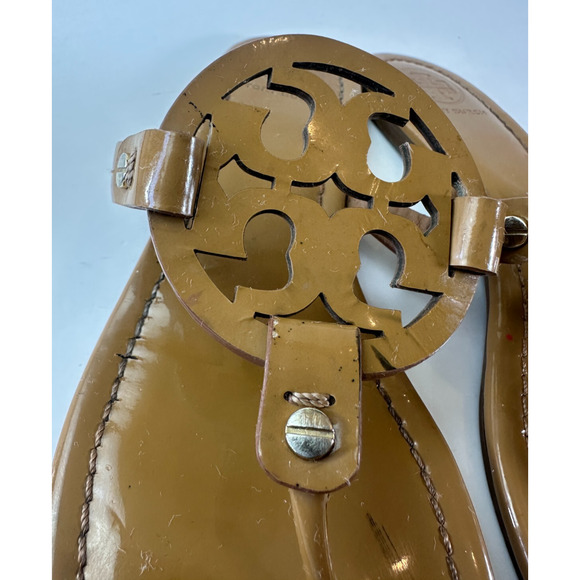 Tory Burch Miller Leather Thong Sandals Tan Beige Flip Flops Women's Size 9 M - Picture 6 of 16